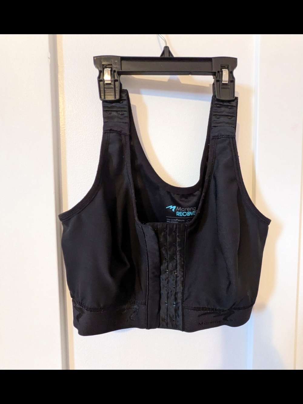 Marena Recovery Front-Closure Black Compression Bra
